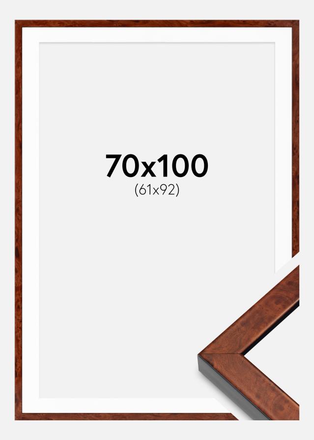 Ram med passepartou Fotolijst Hermes okkernoot 70x100 cm - Passe-partout Wit 62x93 cm