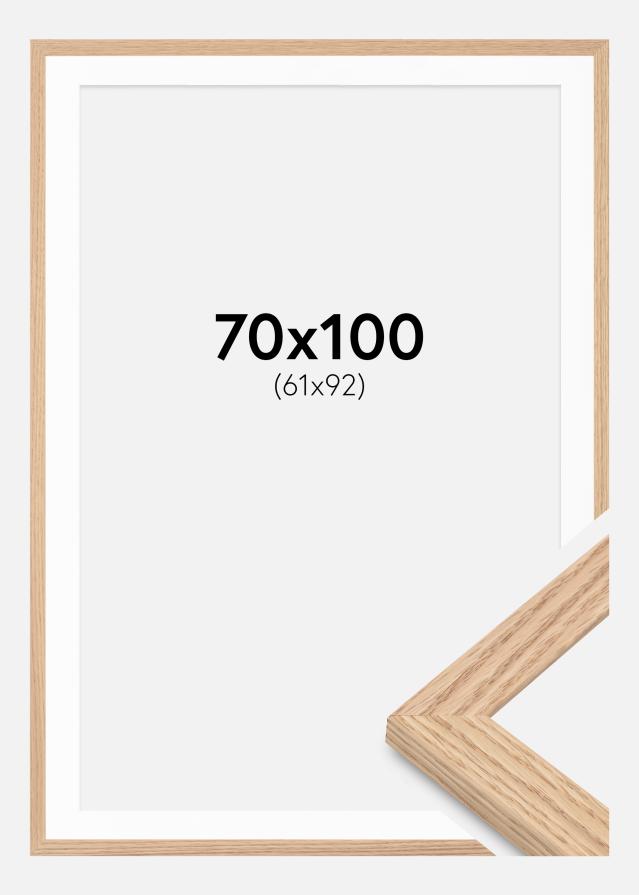 Ram med passepartou Fotolijst Tidlös Massief Eik 70x100 cm - Passe-partout Wit 62x93 cm