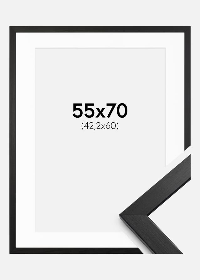 Ram med passepartou Fotolijst Stilren Zwart 55x70 cm - Passe-partout Wit 43,2x61 cm (A2+)