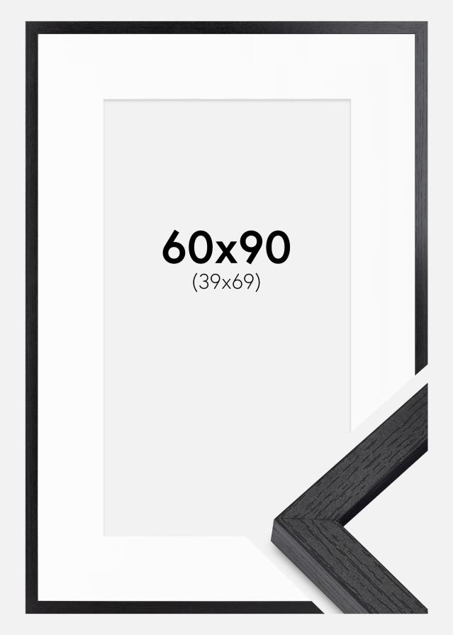 Ram med passepartou BGA Doos Fotolijst Zwart 60x90 cm - Passe-partout Wit 40x70 cm