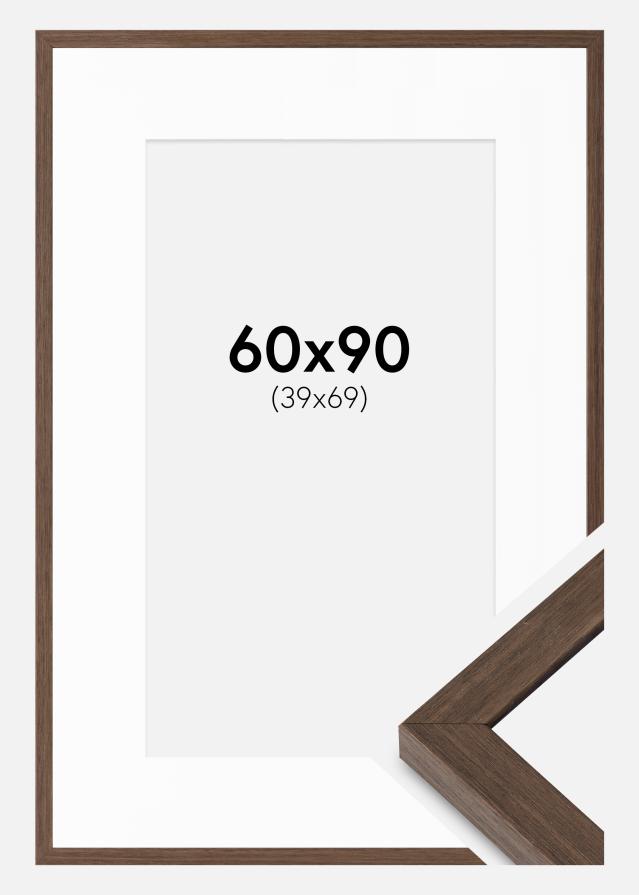 Ram med passepartou Fotolijst Hermes Okkernoot 60x90 cm - Passe-partout Wit 40x70 cm