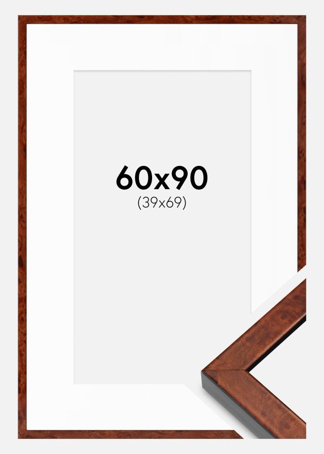 Ram med passepartou Fotolijst Hermes okkernoot 60x90 cm - Passe-partout Wit 40x70 cm