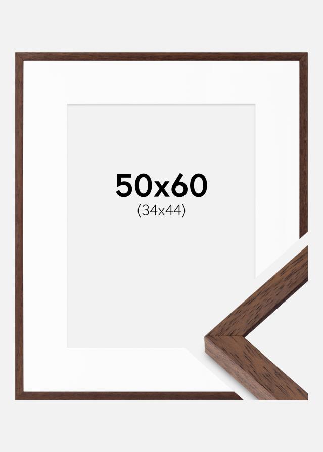 Ram med passepartou Fotolijst Ares Teak 50x60 cm - Passe-partout Wit 35x45 cm