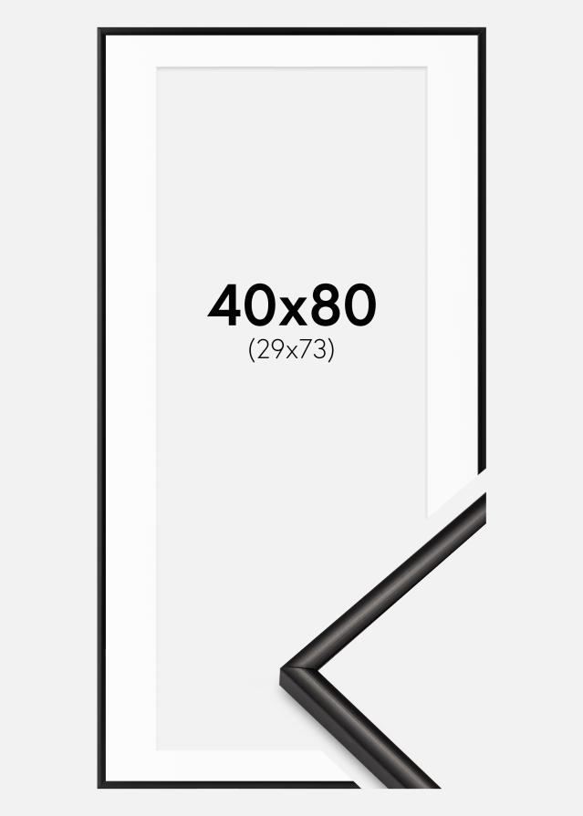 Ram med passepartou Fotolijst Scandi Mat Zwart 40x80 cm - Passe-partout Wit 30x74 cm