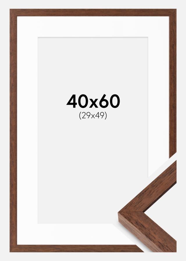 Ram med passepartou Fotolijst Hermes Teak 40x60 cm - Passe-partout Wit 30x50 cm