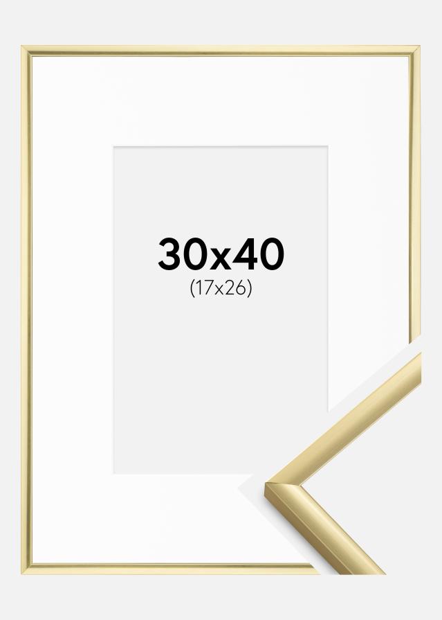 Ram med passepartou Fotolijst New Lifestyle Goud 30x40 cm - Passe-partout Wit 18x27 cm
