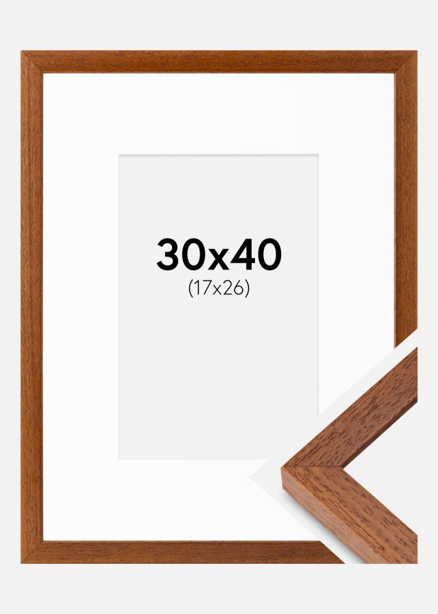 Ram med passepartou Fotolijst Hermes Boek 30x40 cm - Passe-partout Wit 18x27 cm
