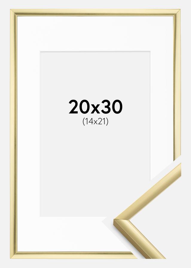 Ram med passepartou Fotolijst New Lifestyle Goud 20x30 cm - Passe-partout Wit 15x22 cm