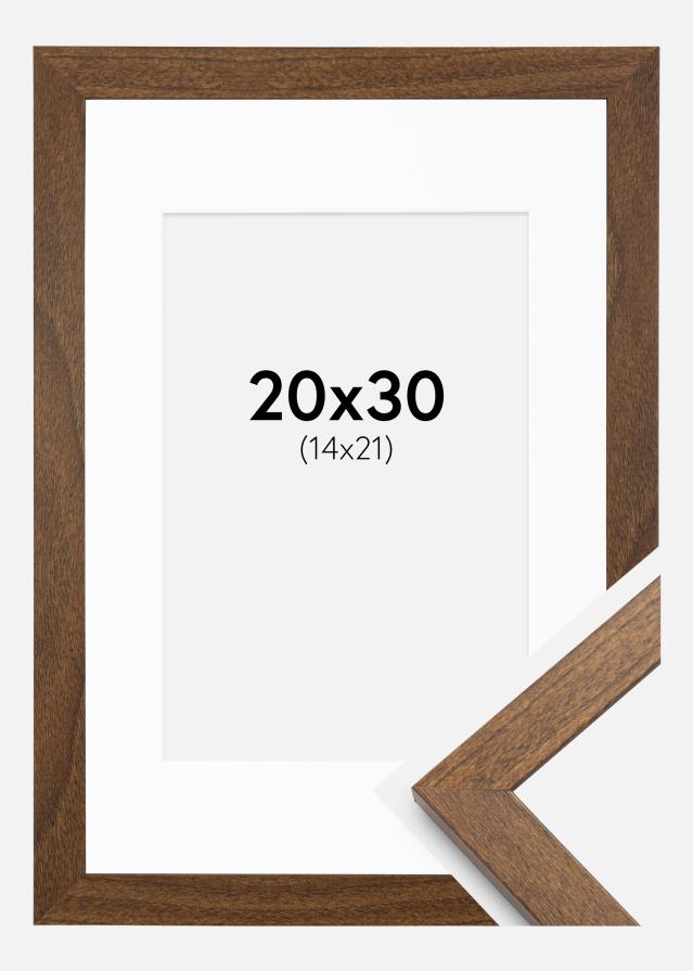 Ram med passepartou Fotolijst Stilren Warm Brown 20x30 cm - Passe-partout Wit 15x22 cm