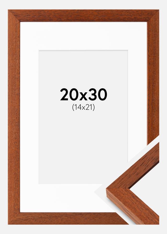 Ram med passepartou Fotolijst Hermes Kers 20x30 cm - Passe-partout Wit 15x22 cm
