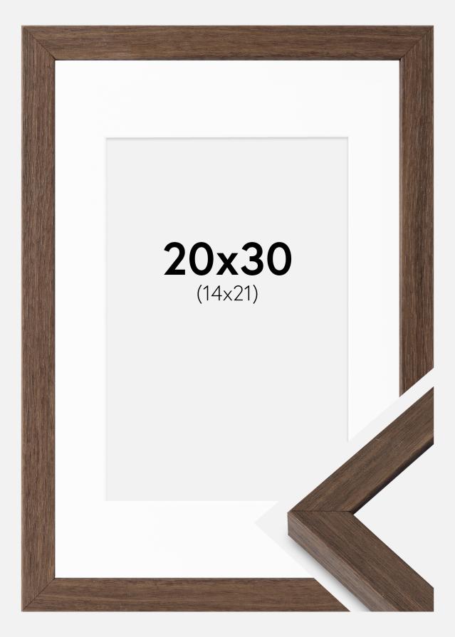 Ram med passepartou Fotolijst Hermes Okkernoot 20x30 cm - Passe-partout Wit 15x22 cm