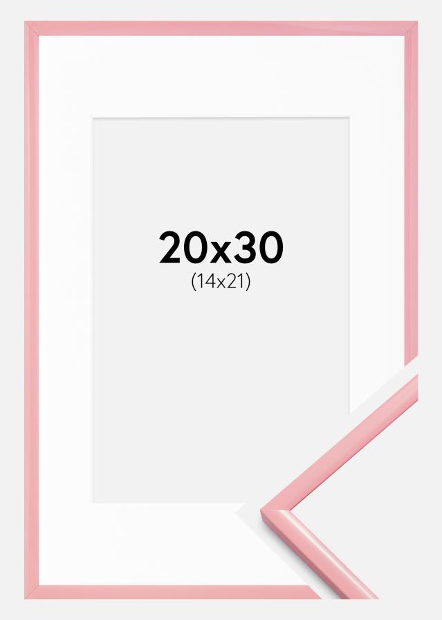 Ram med passepartou Fotolijst New Lifestyle Roze 20x30 cm - Passe-partout Wit 15x22 cm