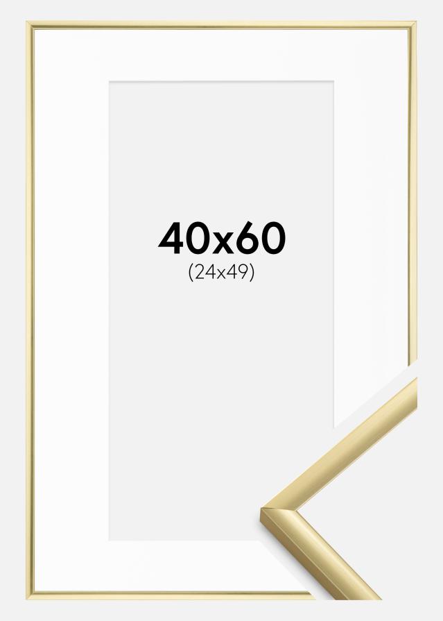 Ram med passepartou Fotolijst New Lifestyle Goud 40x60 cm - Passe-partout Wit 25x50 cm