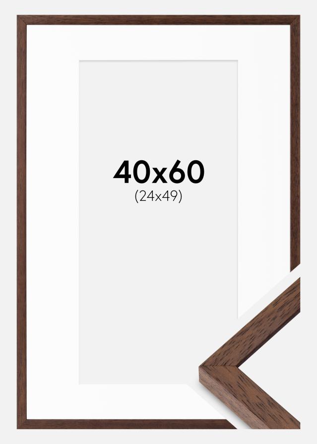 Ram med passepartou Fotolijst Ares Teak 40x60 cm - Passe-partout Wit 25x50 cm