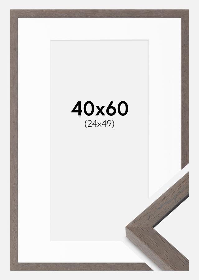 Ram med passepartou Fotolijst Hermes Grijs 40x60 cm - Passe-partout Wit 25x50 cm