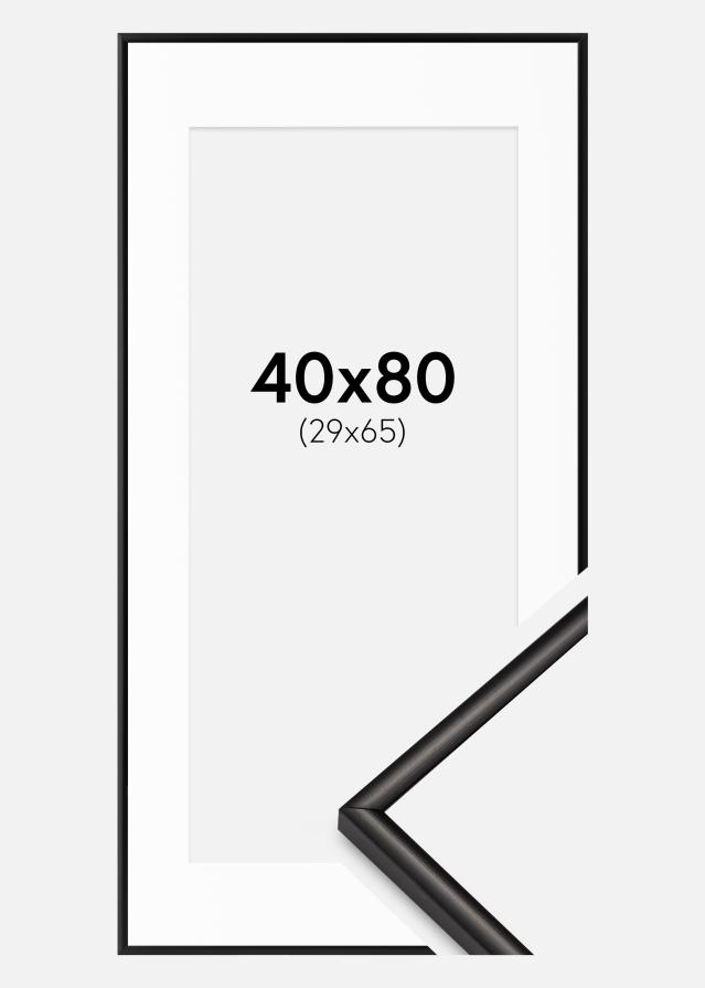 Ram med passepartou Fotolijst Scandi Mat Zwart 40x80 cm - Passe-partout Wit 30x66 cm