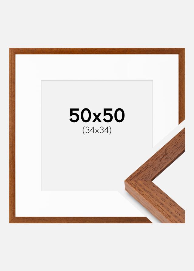 Ram med passepartou Fotolijst Hermes Boek 50x50 cm - Passe-partout Wit 35x35 cm