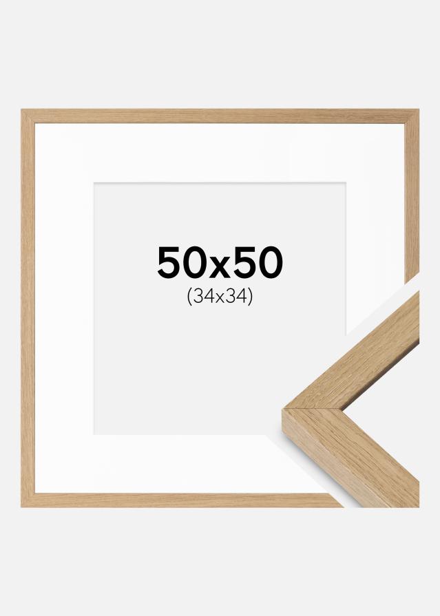 Ram med passepartou Fotolijst Hermes Natuurlijk Eik 50x50 cm - Passe-partout Wit 35x35 cm