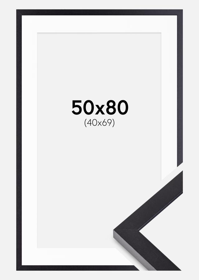 Ram med passepartou Fotolijst Selection Zwart 50x80 cm - Passe-partout Wit 41x70 cm