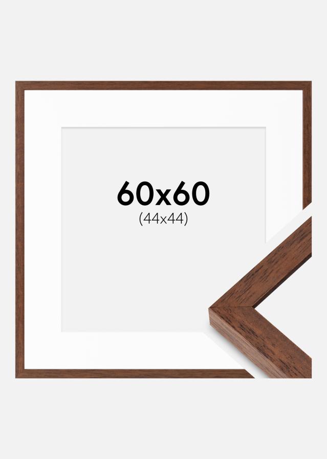Ram med passepartou Fotolijst Hermes Teak 60x60 cm - Passe-partout Wit 45x45 cm