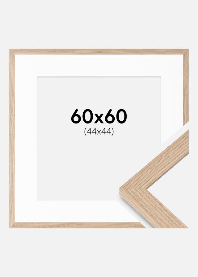 Ram med passepartou Fotolijst BGA Classic Eik 60x60 cm - Passe-partout Wit 45x45 cm