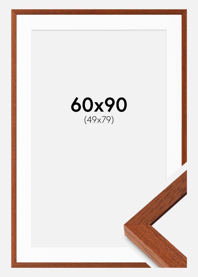 Ram med passepartou Fotolijst Hermes Kers 60x90 cm - Passe-partout Wit 50x80 cm