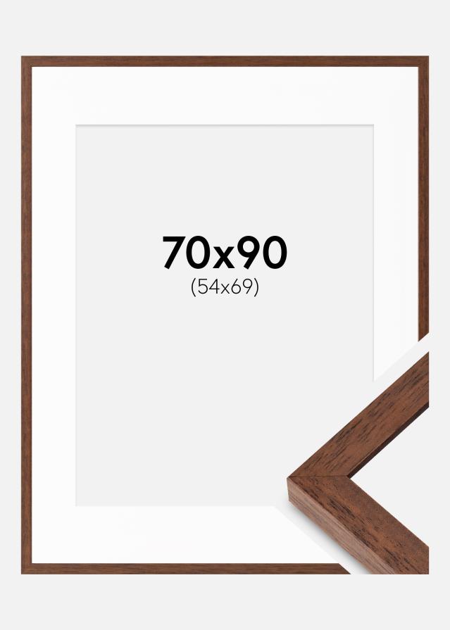 Ram med passepartou Fotolijst Hermes Teak 70x90 cm - Passe-partout Wit 55x70 cm