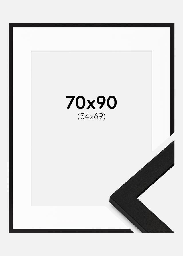 Ram med passepartou Fotolijst BGA Classic Zwart 70x90 cm - Passe-partout Wit 55x70 cm