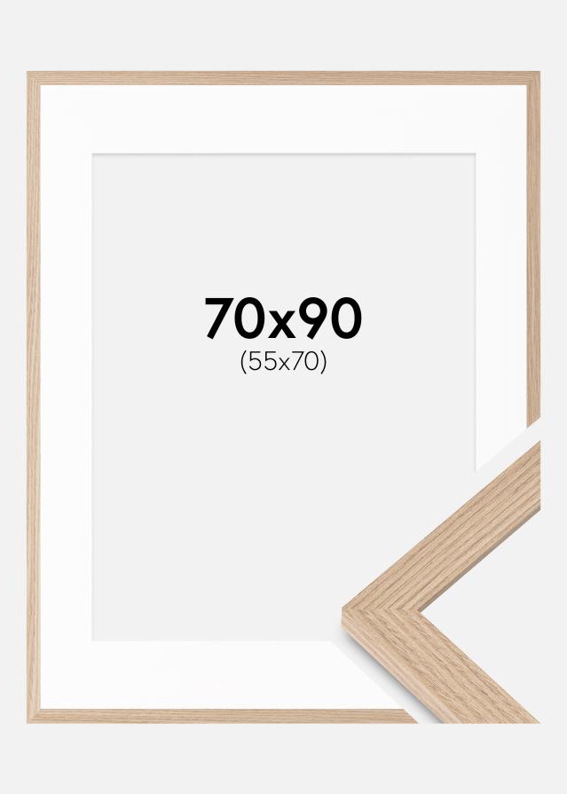 Ram med passepartou Fotolijst BGA Classic Eik 70x90 cm - Passe-partout Wit 56x71 cm