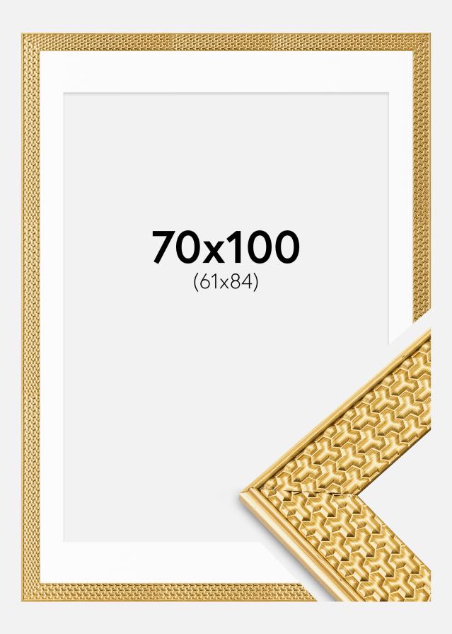 Ram med passepartou Fotolijst Grace Goud 70x100 cm - Passe-partout Wit 62x85 cm