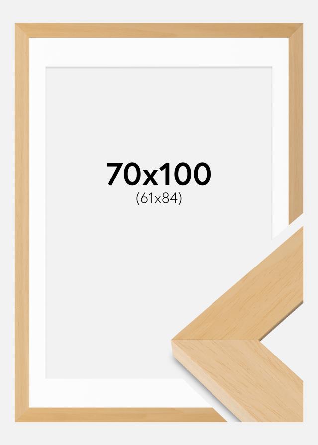 Ram med passepartou Fotolijst Juno Hout 70x100 cm - Passe-partout Wit 62x85 cm