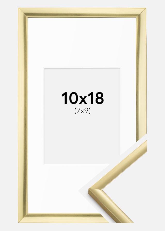 Ram med passepartou Fotolijst New Lifestyle Goud 10x18 cm - Passe-partout Wit 8x10 cm
