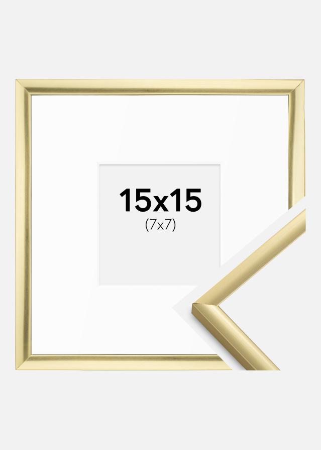 Ram med passepartou Fotolijst New Lifestyle Goud 15x15 cm - Passe-partout Wit 8x8 cm
