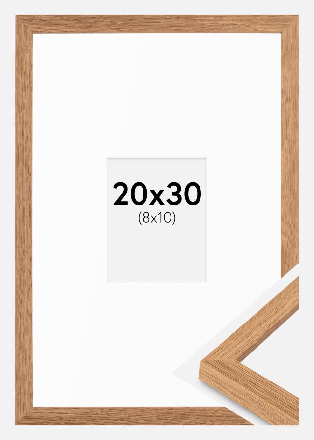 Ram med passepartou Fotolijst Modern Teak 20x30 cm - Passe-partout Wit 9x11 cm