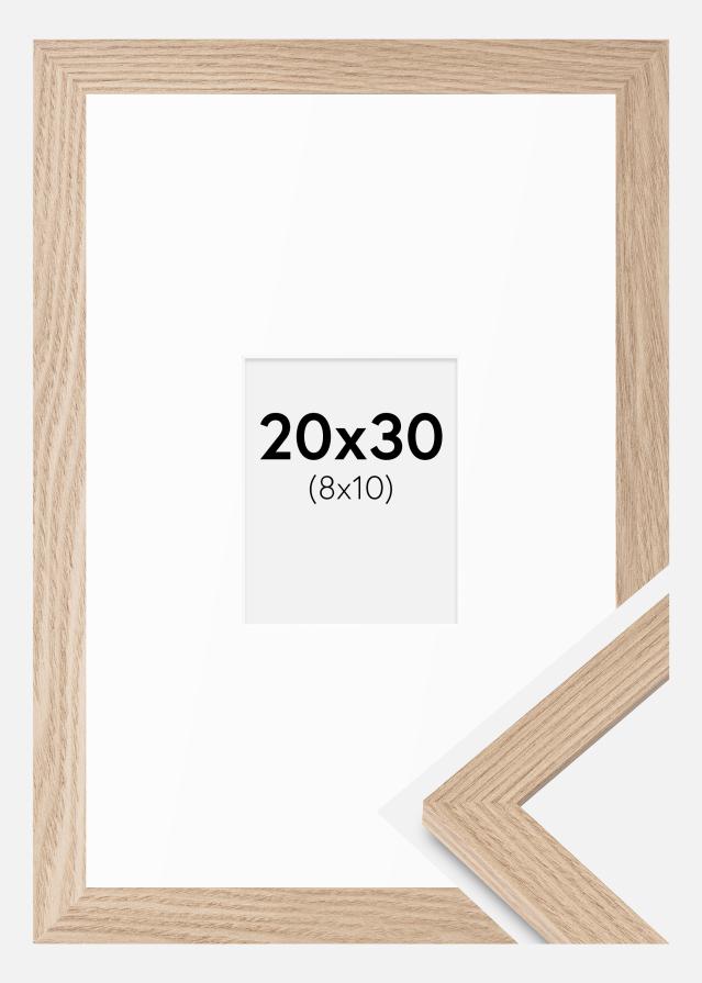Ram med passepartou Fotolijst BGA Classic Eik 20x30 cm - Passe-partout Wit 9x11 cm