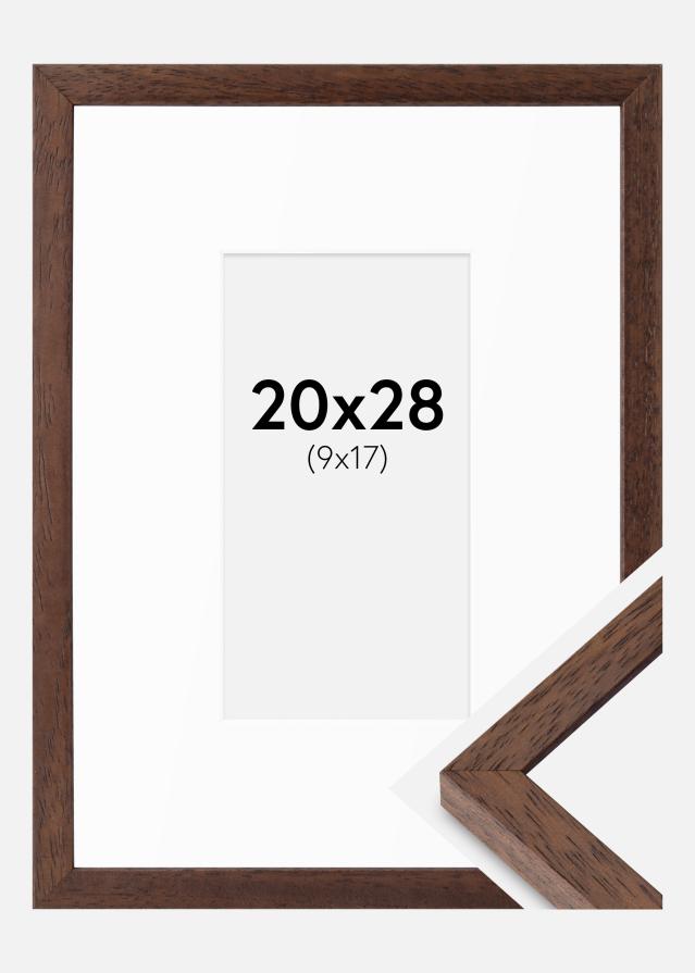 Ram med passepartou Fotolijst Ares Teak 20x28 cm - Passe-partout Wit 10x18 cm