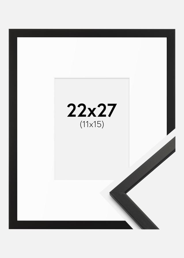 Ram med passepartou Fotolijst Edsbyn Zwart 22x27 cm - Passe-partout Wit 12x16 cm