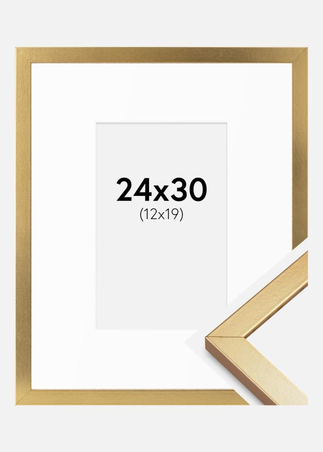 Ram med passepartou Fotolijst Minerva Goud 24x30 cm - Passe-partout Wit 13x20 cm