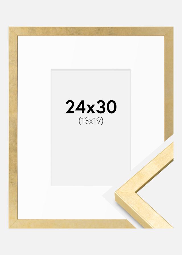 Ram med passepartou Fotolijst Ares Goud 24x30 cm - Passe-partout Wit 14x20 cm