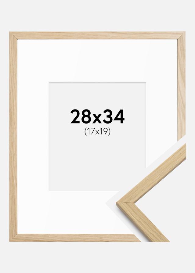 Ram med passepartou Fotolijst Edsbyn Eik 28x34 cm - Passe-partout Wit 18x20 cm
