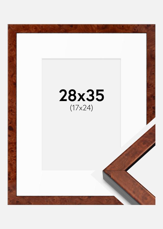 Ram med passepartou Fotolijst Hermes okkernoot 28x35 cm - Passe-partout Wit 18x25 cm