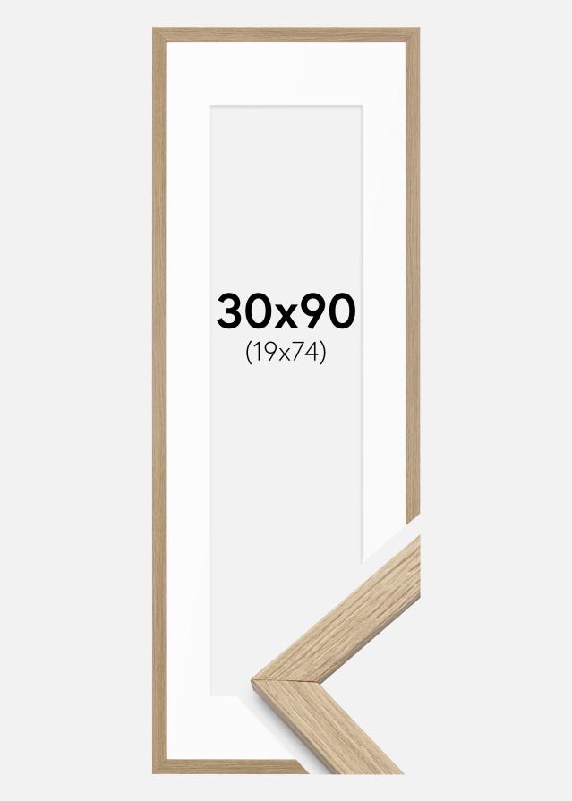 Ram med passepartou Fotolijst Stilren Eik 30x90 cm - Passe-partout Wit 20x75 cm