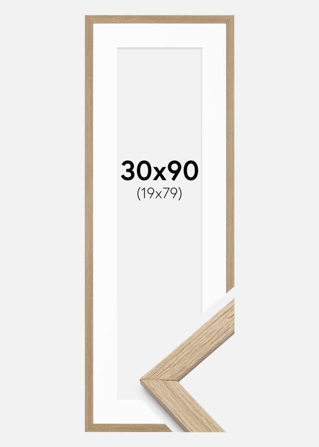 Ram med passepartou Fotolijst Stilren Eik 30x90 cm - Passe-partout Wit 20x80 cm