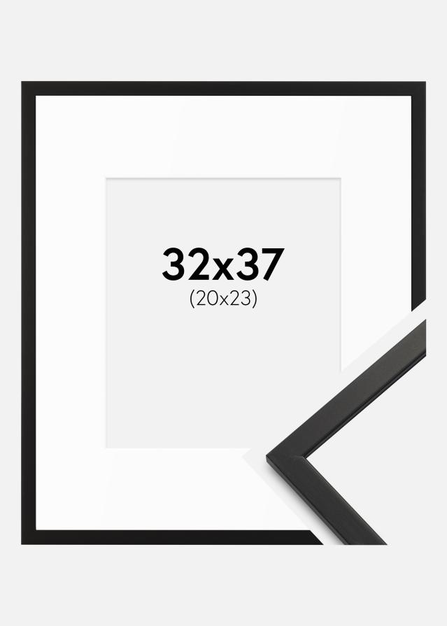 Ram med passepartou Fotolijst Edsbyn Zwart 32x37 cm - Passe-partout Wit 21x24 cm