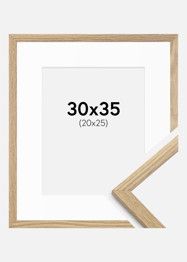 Ram med passepartou Fotolijst Trendy Eik 30x35 cm - Passe-partout Wit 21x26 cm