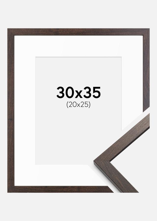 Ram med passepartou Fotolijst Trendy Okkernoot 30x35 cm - Passe-partout Wit 21x26 cm