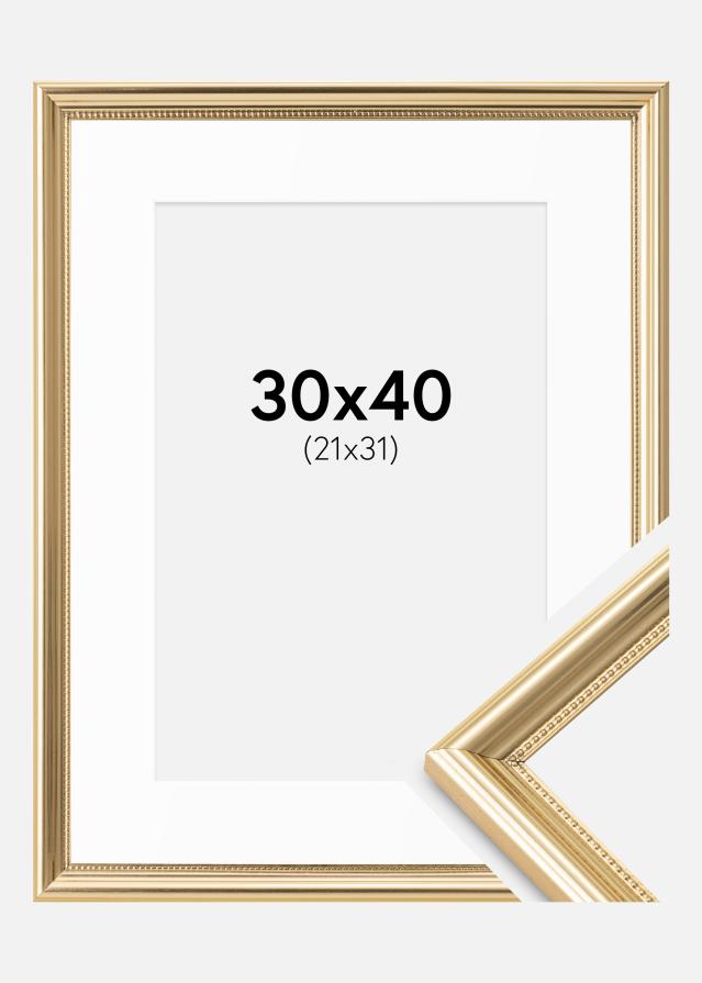 Ram med passepartou Fotolijst Gala Goud 30x40 cm - Passe-partout Wit 22x32 cm