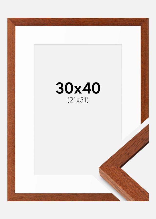 Ram med passepartou Fotolijst Hermes Kers 30x40 cm - Passe-partout Wit 22x32 cm