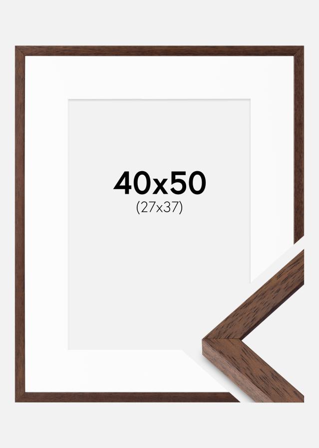 Ram med passepartou Fotolijst Ares Teak 40x50 cm - Passe-partout Wit 28x38 cm