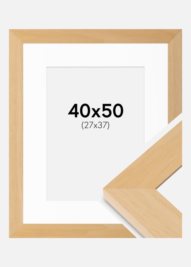 Ram med passepartou Fotolijst Juno Hout 40x50 cm - Passe-partout Wit 28x38 cm